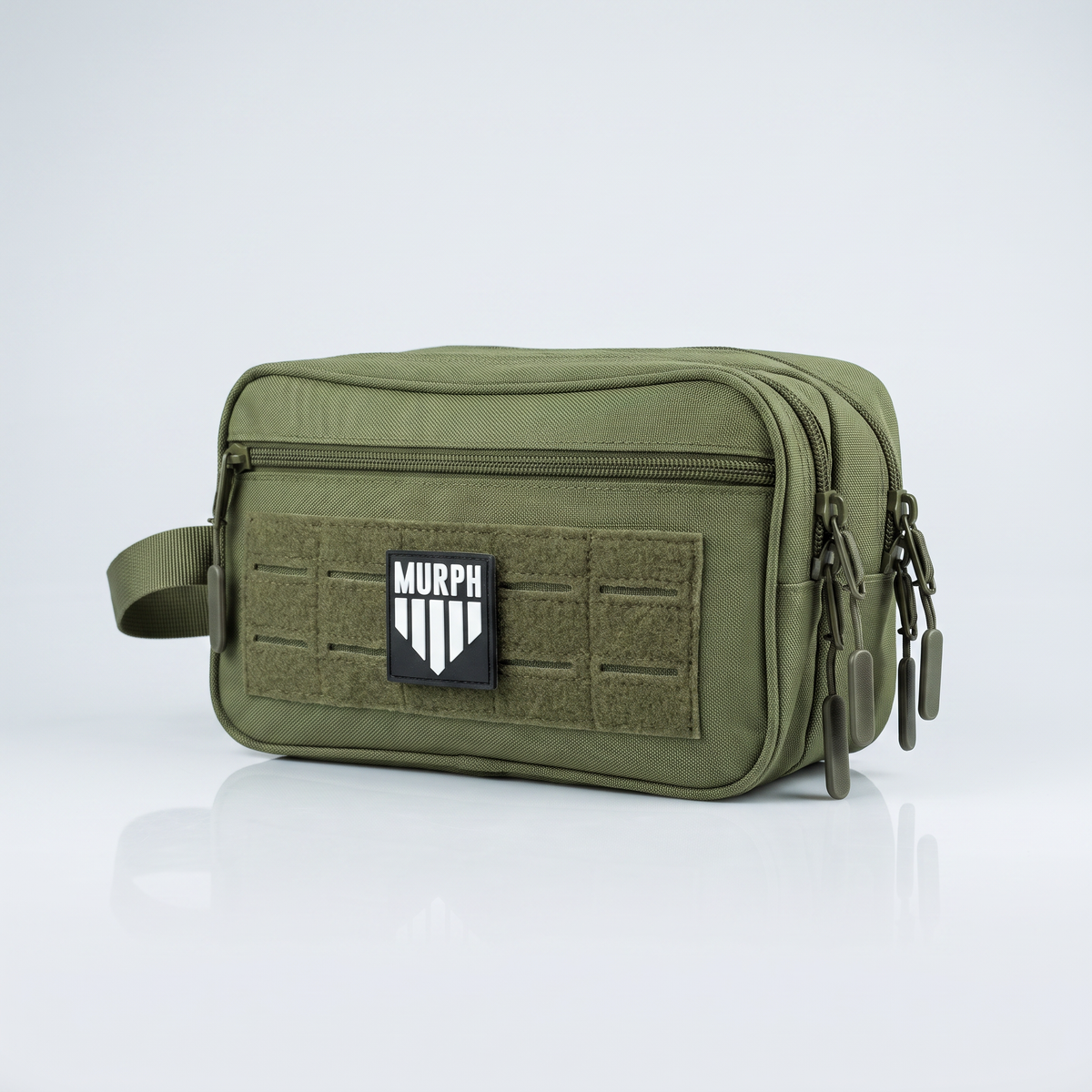 Dos de la trousse tactique Murph kaki avec ses trois sangles d accroche MOLLE